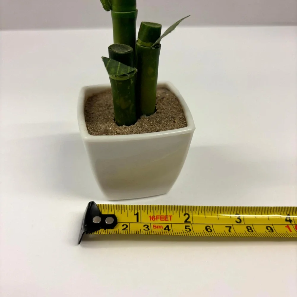 Greenbrier International Faux Bamboo Plant in White Pot 4.5